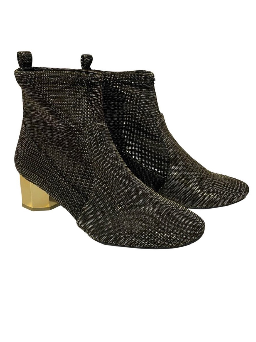 Katy Perry Daina Women's Ankle Booties Stretch Pull On Gold Block Heel 7.5